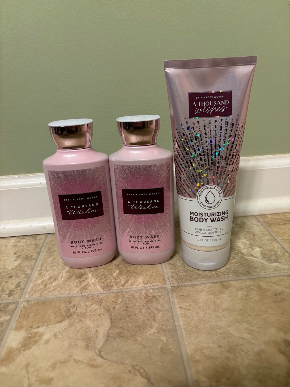 Unopened Bath & Body Works A Thousand Wishes Pink Moisturizing Body Wash Trio